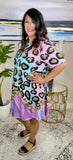 Purple & Pastel Leopard dress with pockets