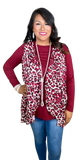 Red, Maroon & White Leopard Vest