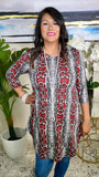 M, L, 2X  : Grey & Red Snake SCOOP Tunic