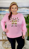 3X..*Pink Sweater with Sequin Candy Canes