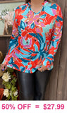 Orange & Turquoise Floral Long Sleeve top