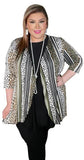 White Leopard & Olive Stripe Cardigan