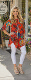 small : Tangerine Floral Scoop Tunic Top