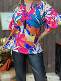 Tropical Flower Multi Color top