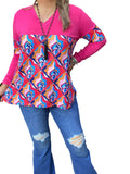 Pink printed long sleeve top