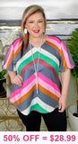 S, L, 2X, 3X Chevron Top bubble sleeve