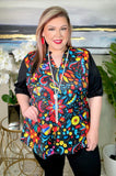 Colorful v-neck blouse