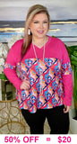 Pink printed long sleeve top