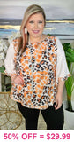 S, L, XL Mustard & Cream leopard top