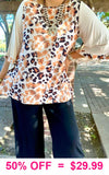 S, L, XL Mustard & Cream leopard top