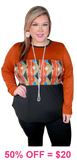 OFF..Rust, Tribal, color block top