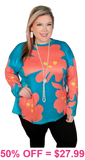 Teal & Coral floral long sleeve