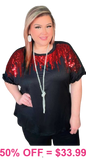 Black top with Red sequin designs