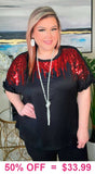 Black top with Red sequin designs