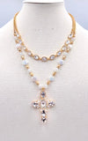 White & Gold Bling Cross pendant necklace