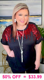 Black top with Red sequin designs