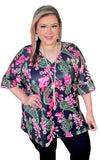 3X : Black top pink floral lime paisley