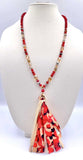 Red crystal necklace with red glitz tassel