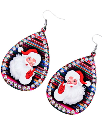 Santa Serape teardrop bling trim earrings
