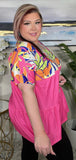 Neon Tropical, Pink baby doll top - loose fit