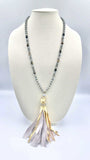 Grey crystal necklace with tassel