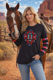 Black long sleeve with tribal embroidery