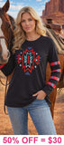 Black long sleeve with tribal embroidery