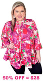 Pink & Purple Floral Flutter tunic top
