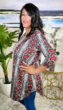 M, L, 2X  : Grey & Red Snake SCOOP Tunic