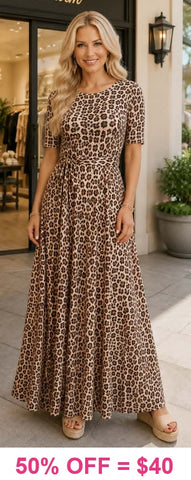 Leopard mesh dress with lining