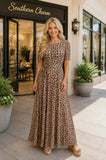Leopard mesh dress with lining