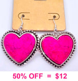 Hot Pink heart stone earrings