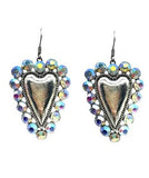Silver Heart bling rhinestone trim earrings