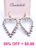 Silver studded heart earrings