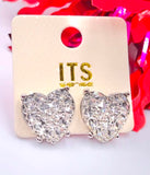 Silver clear crystal Heart Stud Earrings