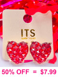 Red Heart Stud Earrings