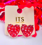 Red Heart Stud Earrings