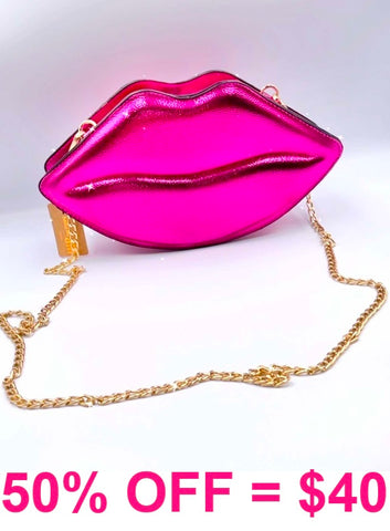 Metallic Pink kiss lips purse