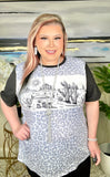 S, L, 2X, 3X : Grey Western & Leopard Top