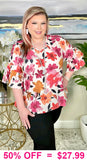 Floral Blouse with ruffle sleeves