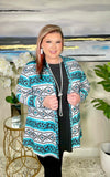 Turquoise Leopard & Tribal cardigan