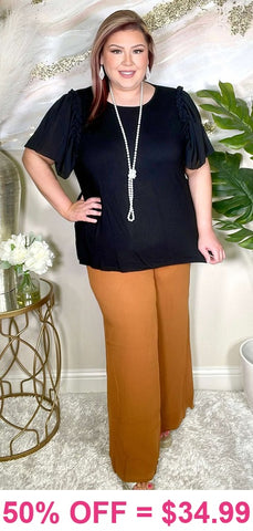 Tan Wide Leg Pants with pockets