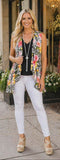 White Leopard Vest with Neon Flowers