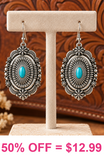 Silver concho earrings with turquoise stone