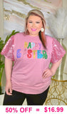 HAPPY EASTER Pink Sequin top