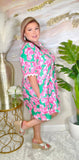 Green & Pink floral dress
