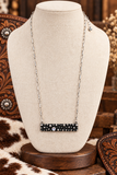 Studded Silver bar necklace