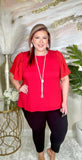 Red top with Georgette sleeves