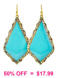 Turquoise Moroccan shaped earrings with bling trim