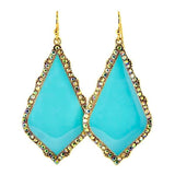 Turquoise Moroccan shaped earrings with bling trim